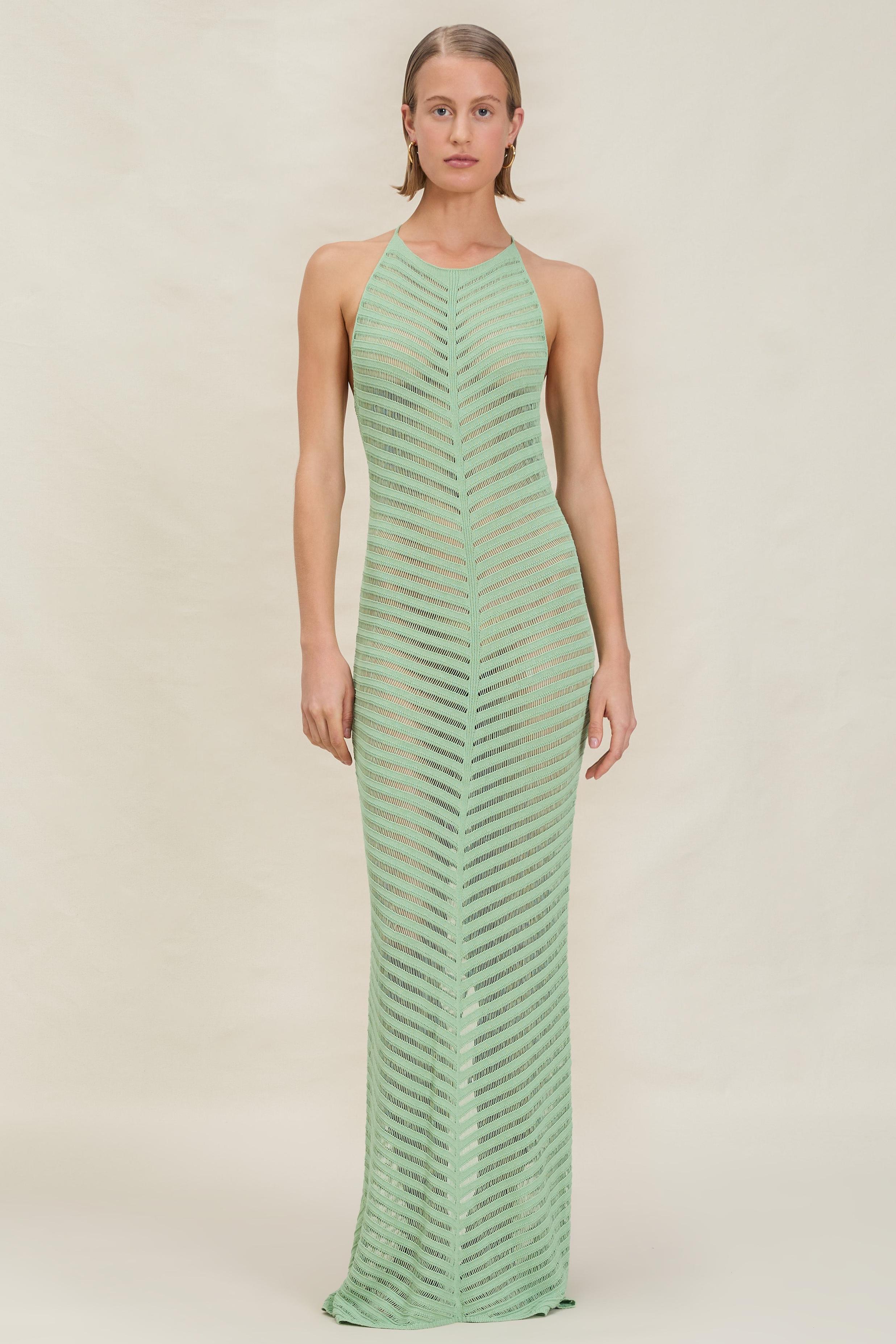 Knit Halter Neck Sleeveless Maxi Dress