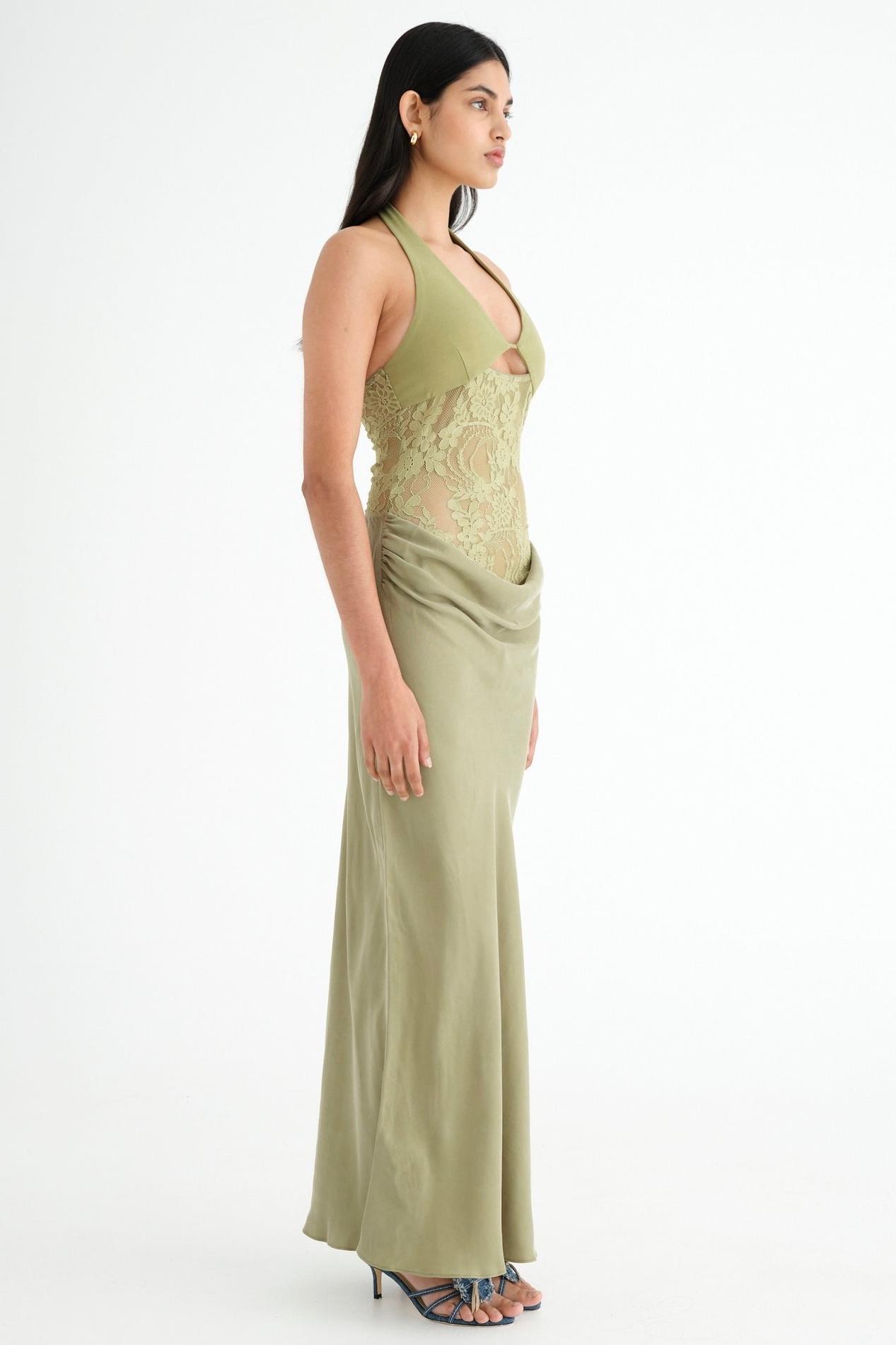 Lace Cut-Out V-Neck Maxi Dress