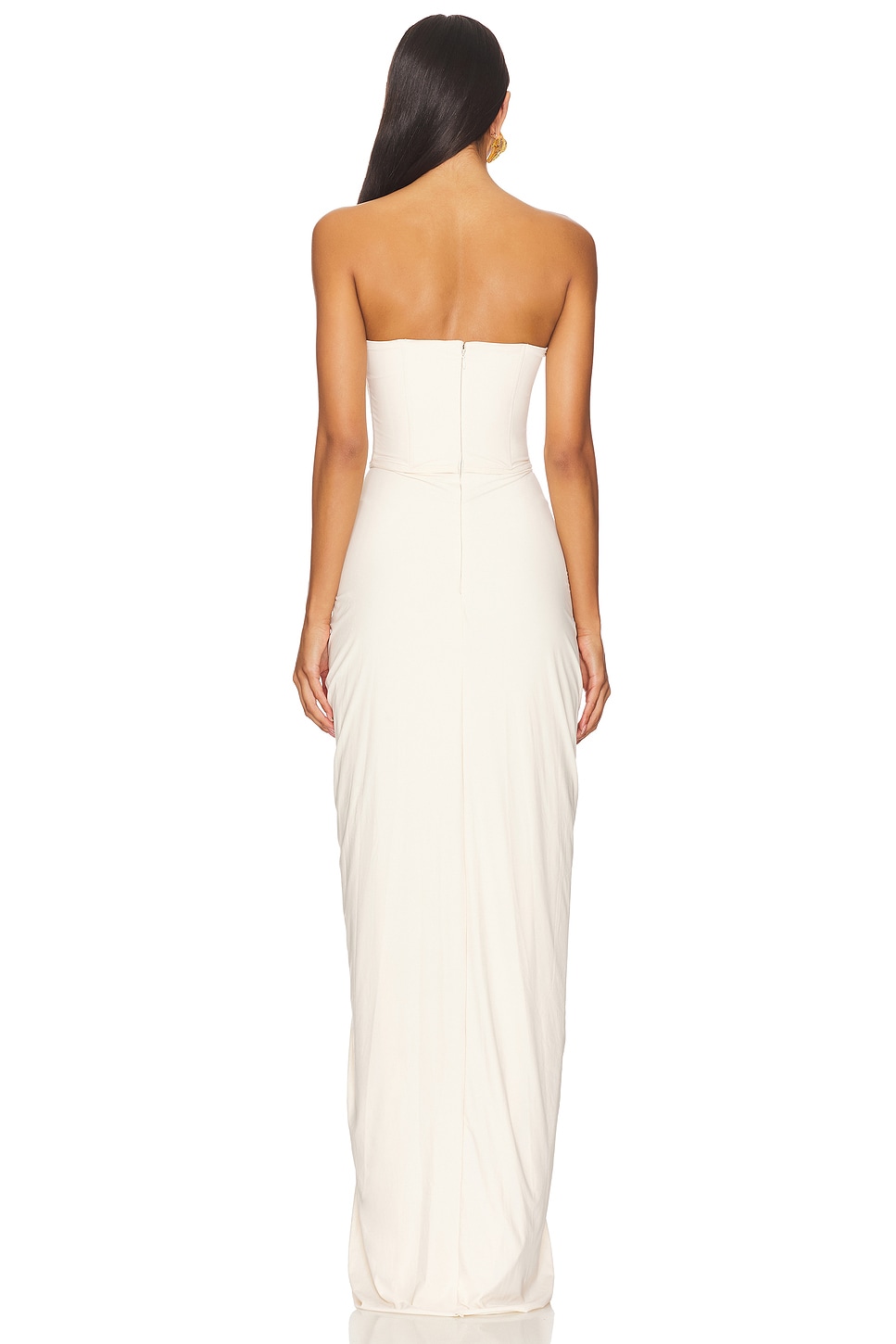 Satin Off-Shoulder Corset Maxi Dress