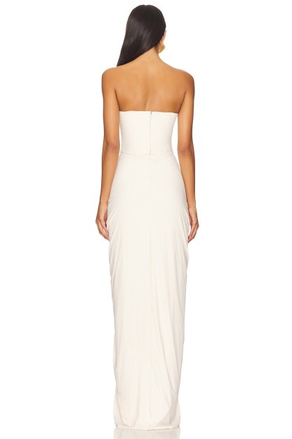 Satin Off-Shoulder Corset Maxi Dress