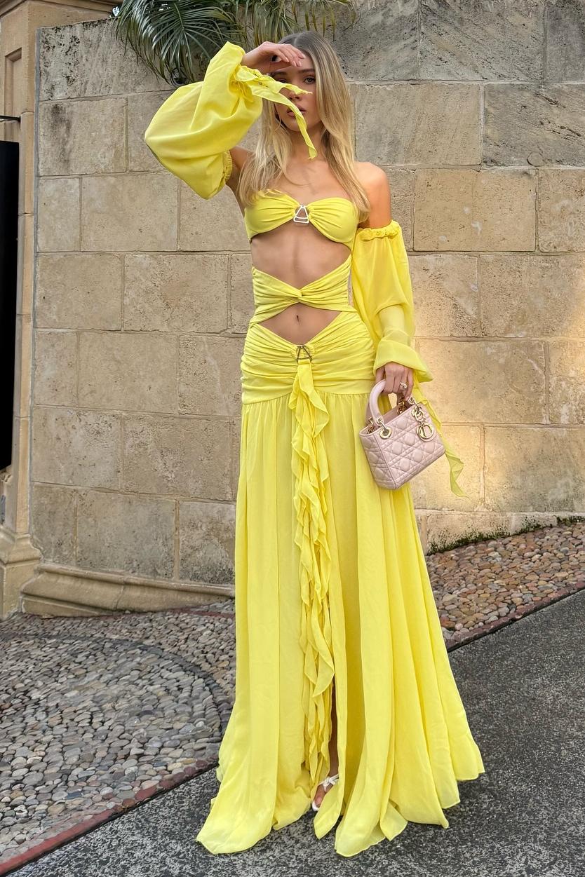 Solid Halter Neck Cut-Out Maxi Dress