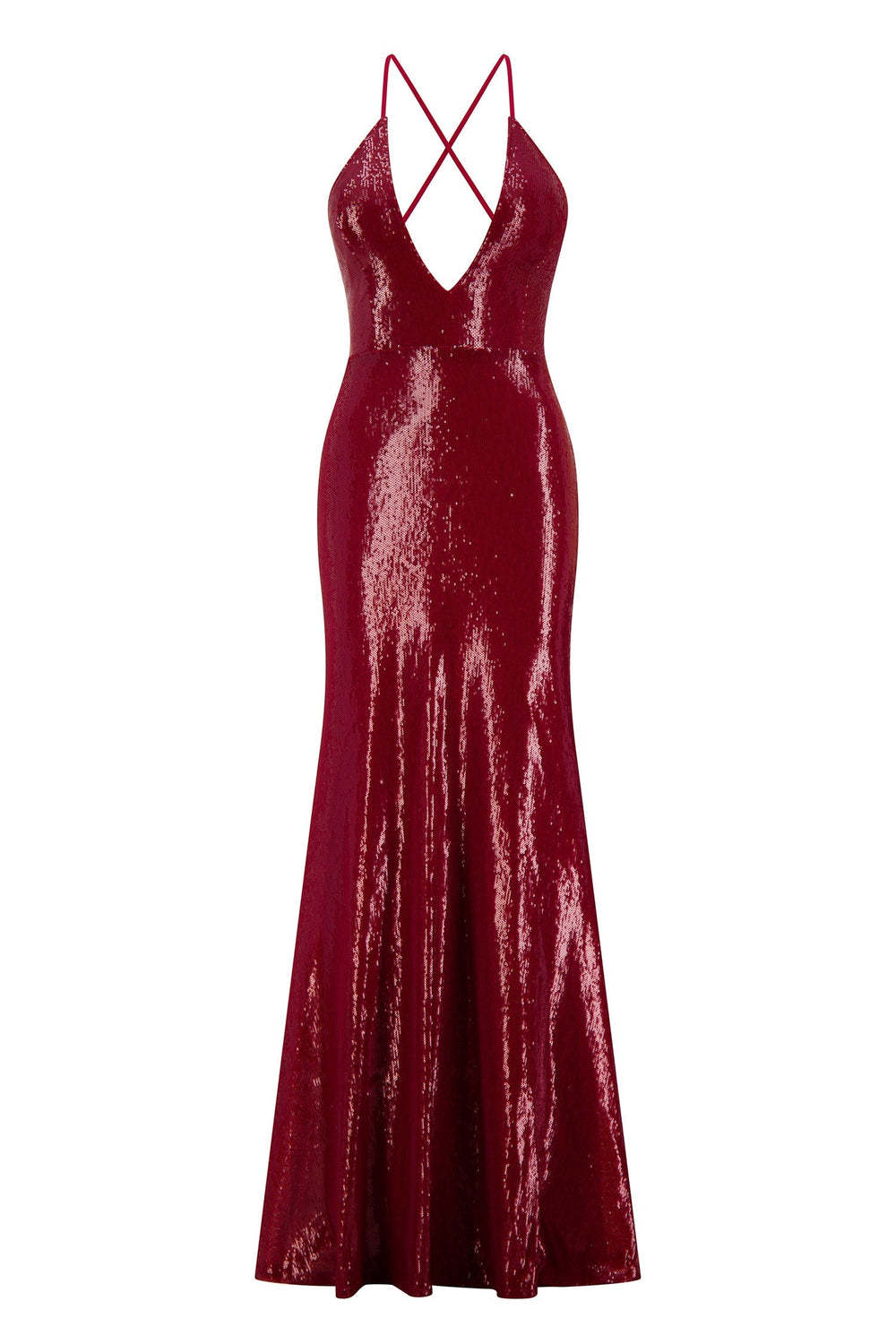 Sequin V-Neck Lace-Up Maxi Dress