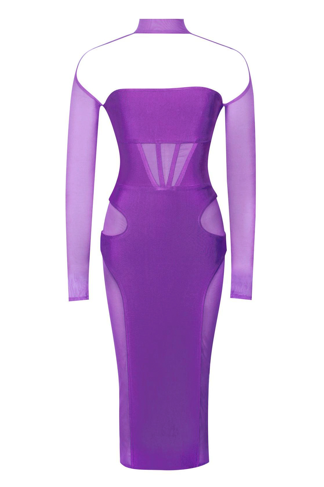 Bandage Halter Neck Mesh Midi Dress