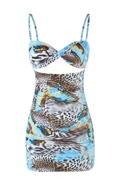Animal Print Cut-Out Slip Mini Dress