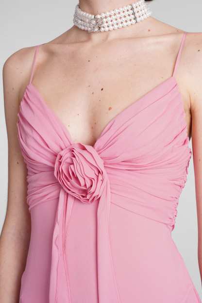 3D Flower Chiffon Frill Maxi Dress