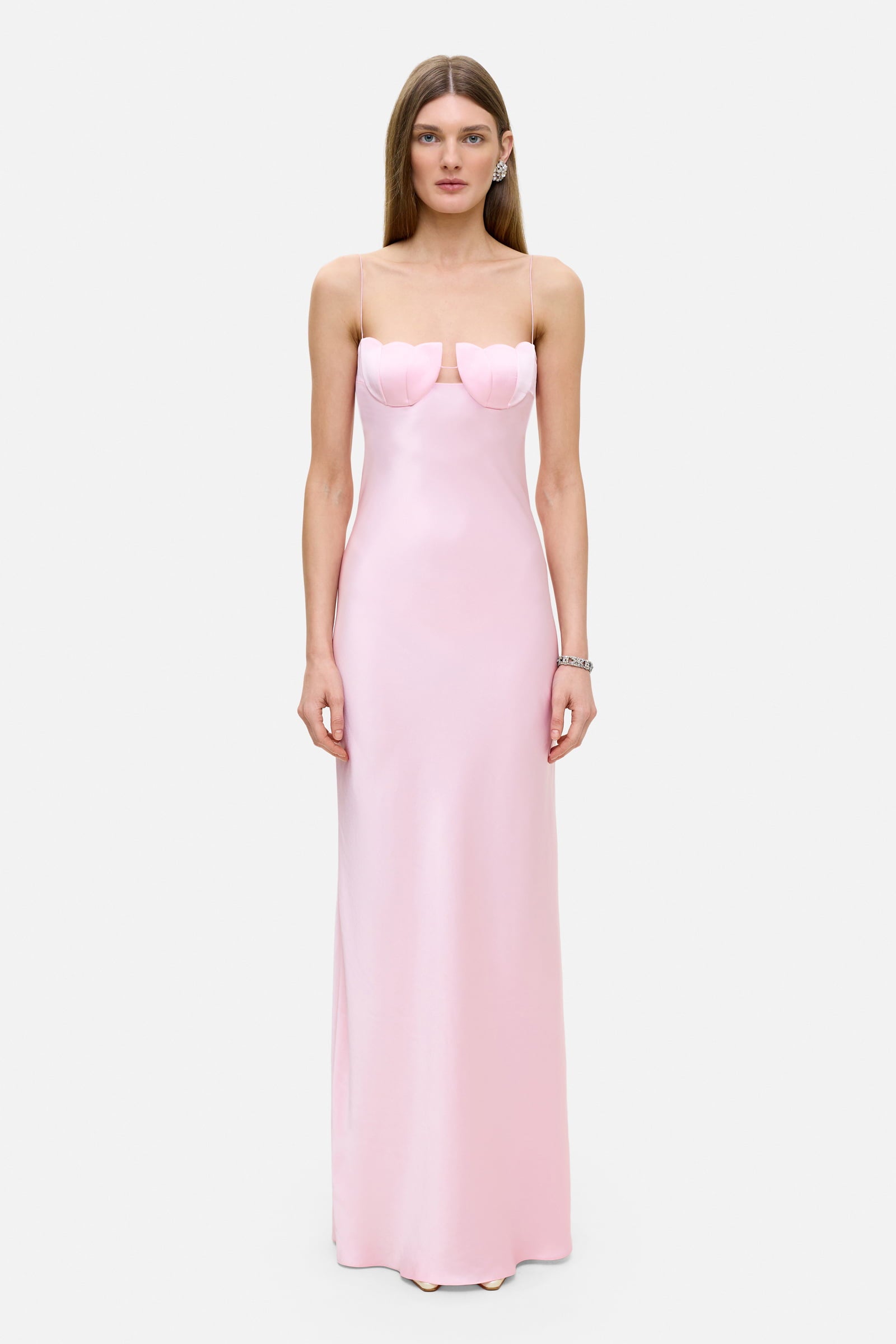 Satin Cut-Out Sleeveless Maxi Dress