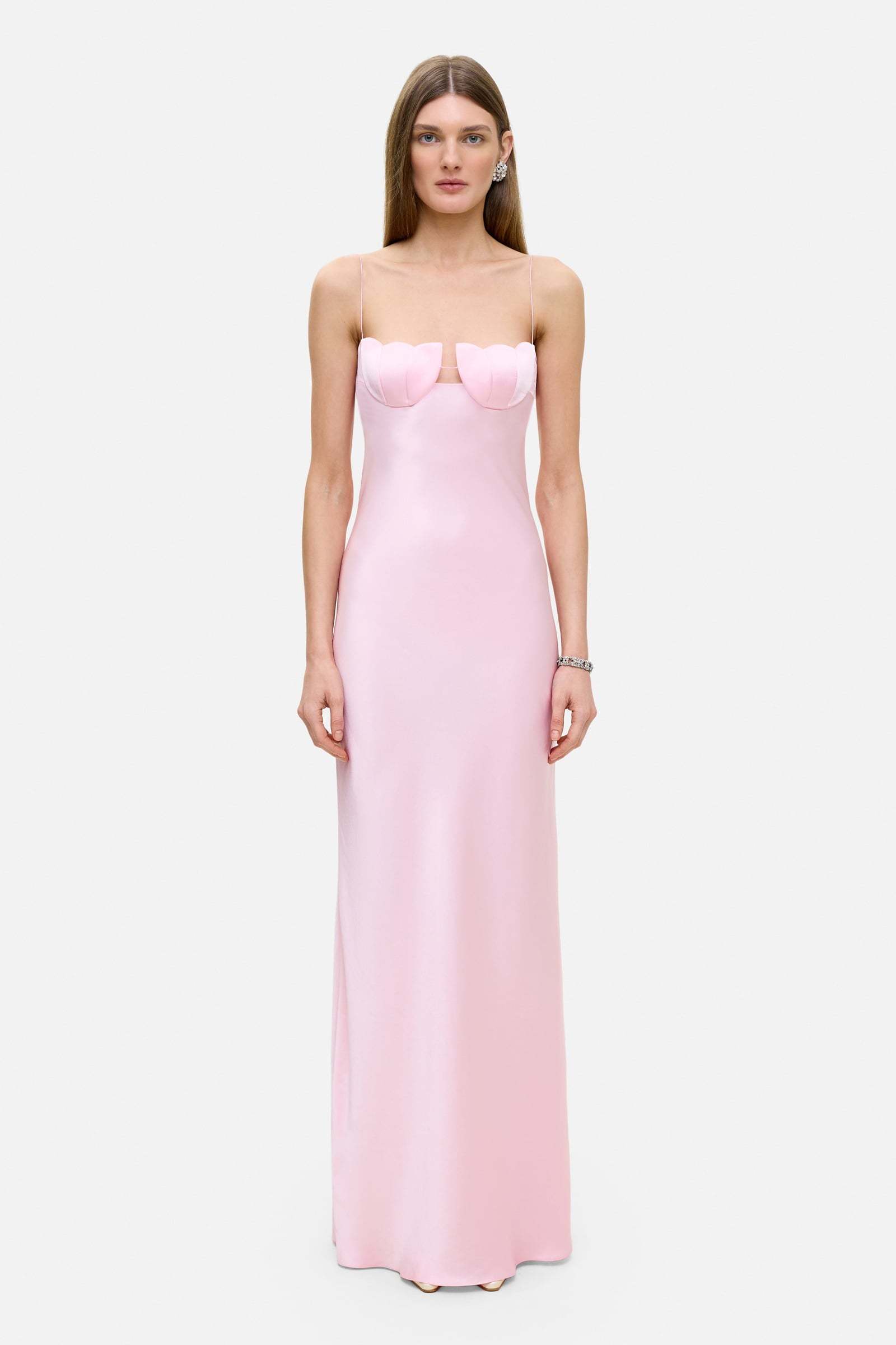 Satin Cut-Out Sleeveless Maxi Dress