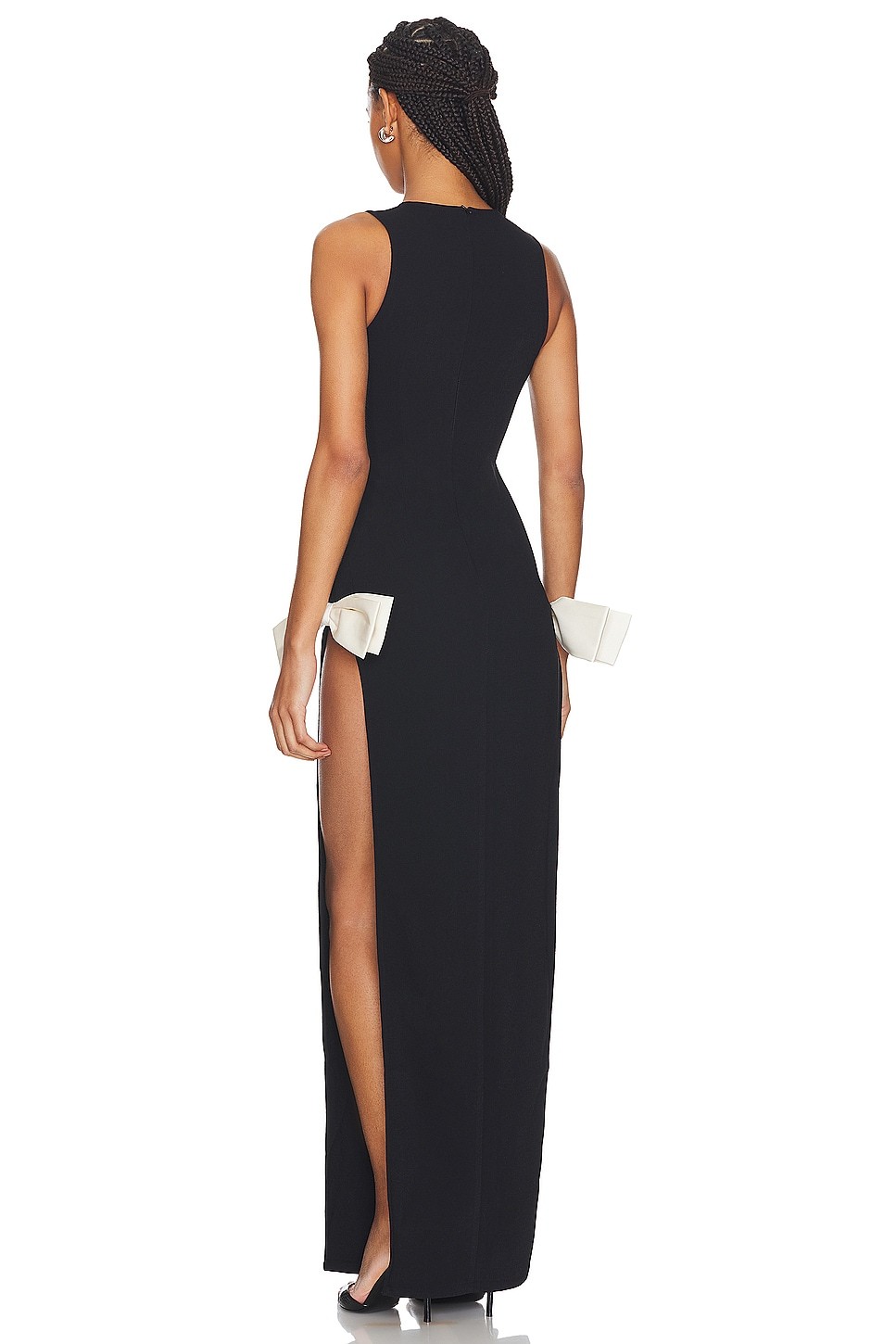 Solid Silt Contrast Color Bow Maxi Dress