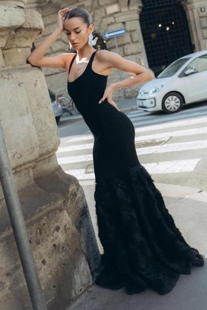 Luxury 3D Flower Sleeveless Maxi Dress