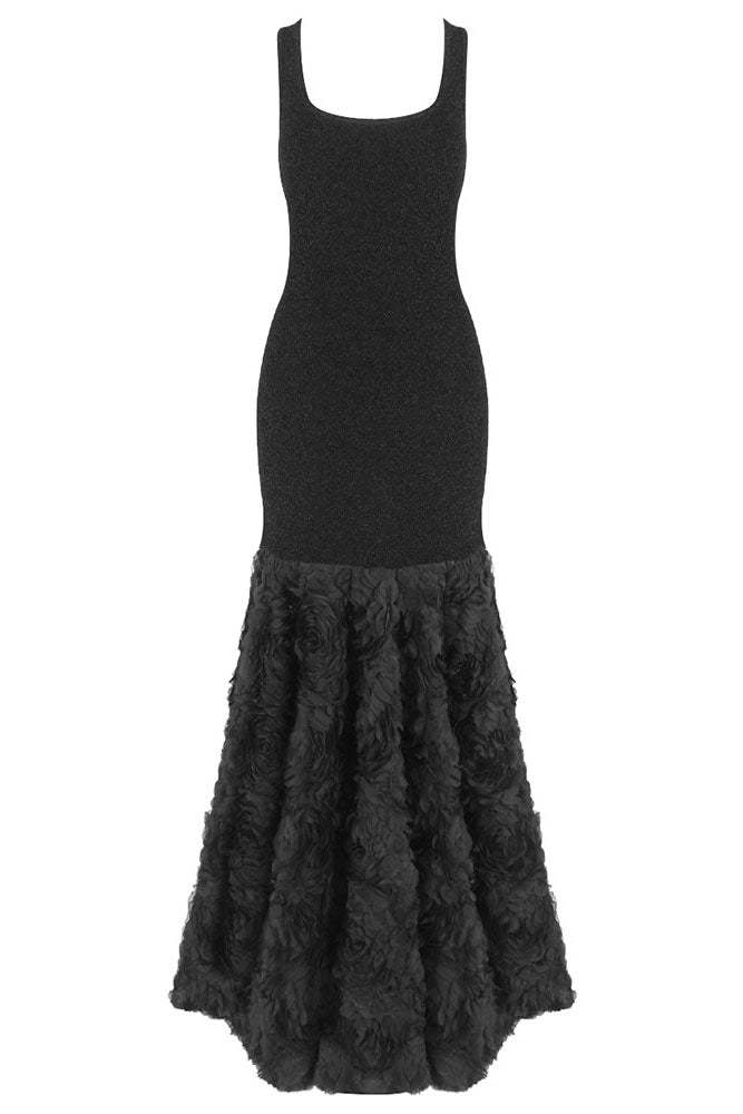 Luxury 3D Flower Sleeveless Maxi Dress