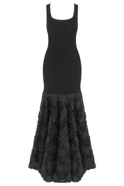 Luxury 3D Flower Sleeveless Maxi Dress