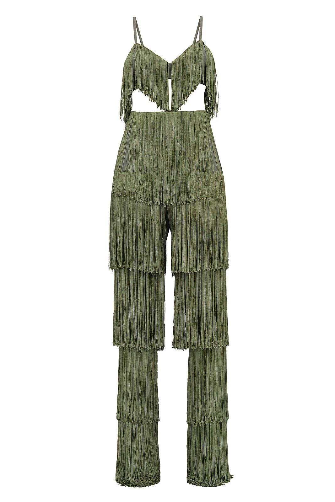 Tassel Tie-Up Top & High Waist Pants Set