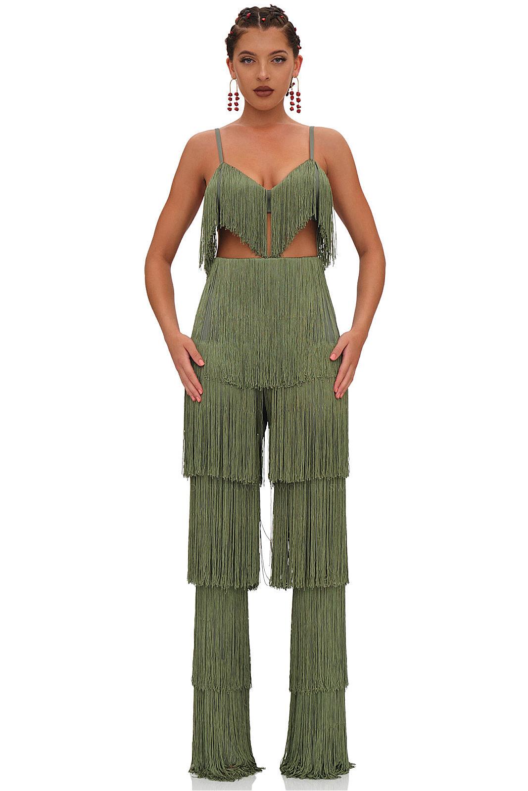Tassel Tie-Up Top & High Waist Pants Set