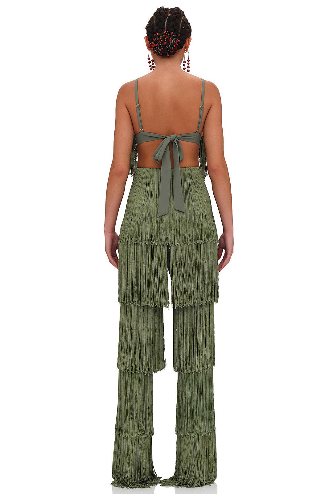 Tassel Tie-Up Top & High Waist Pants Set