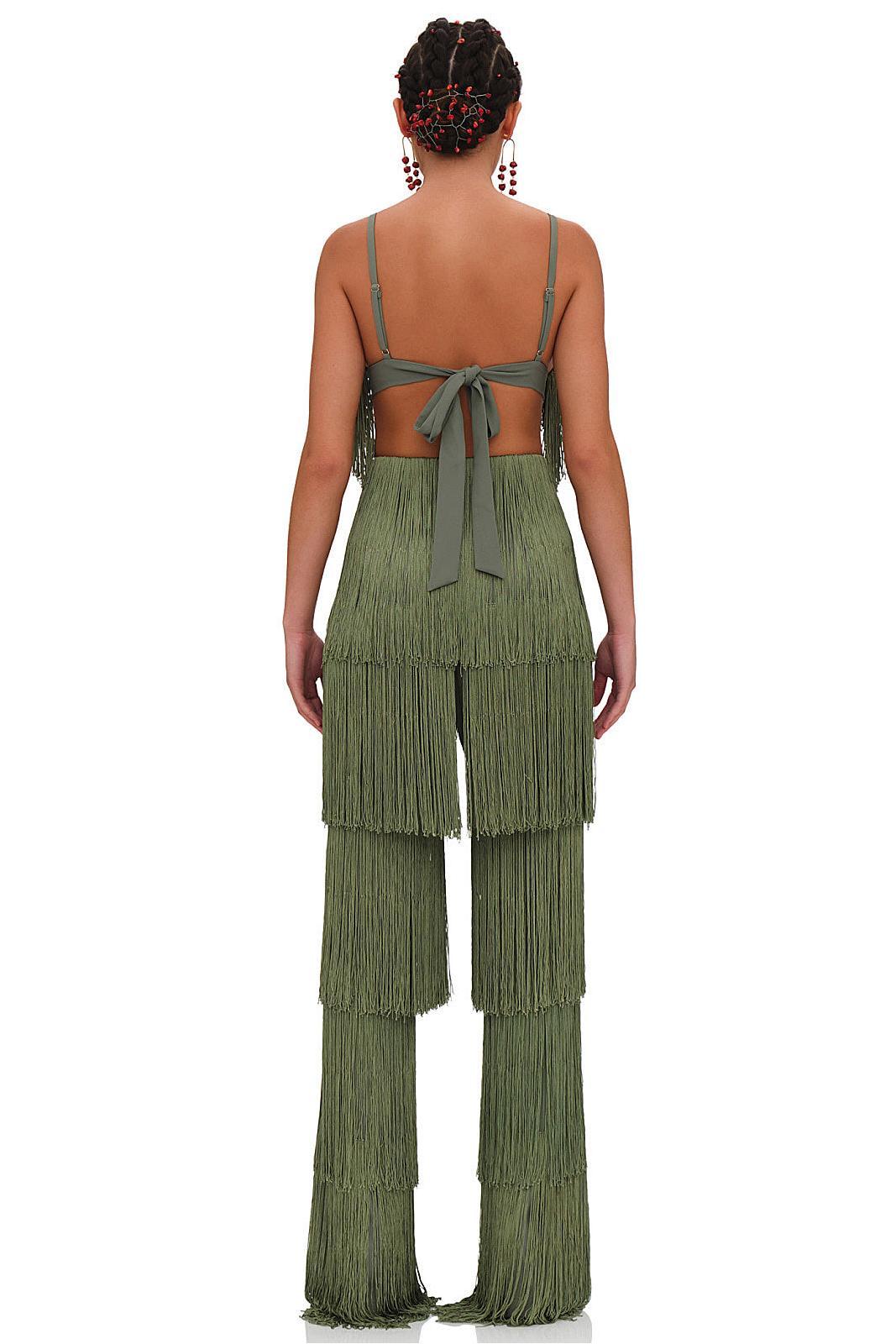 Tassel Tie-Up Top & High Waist Pants Set