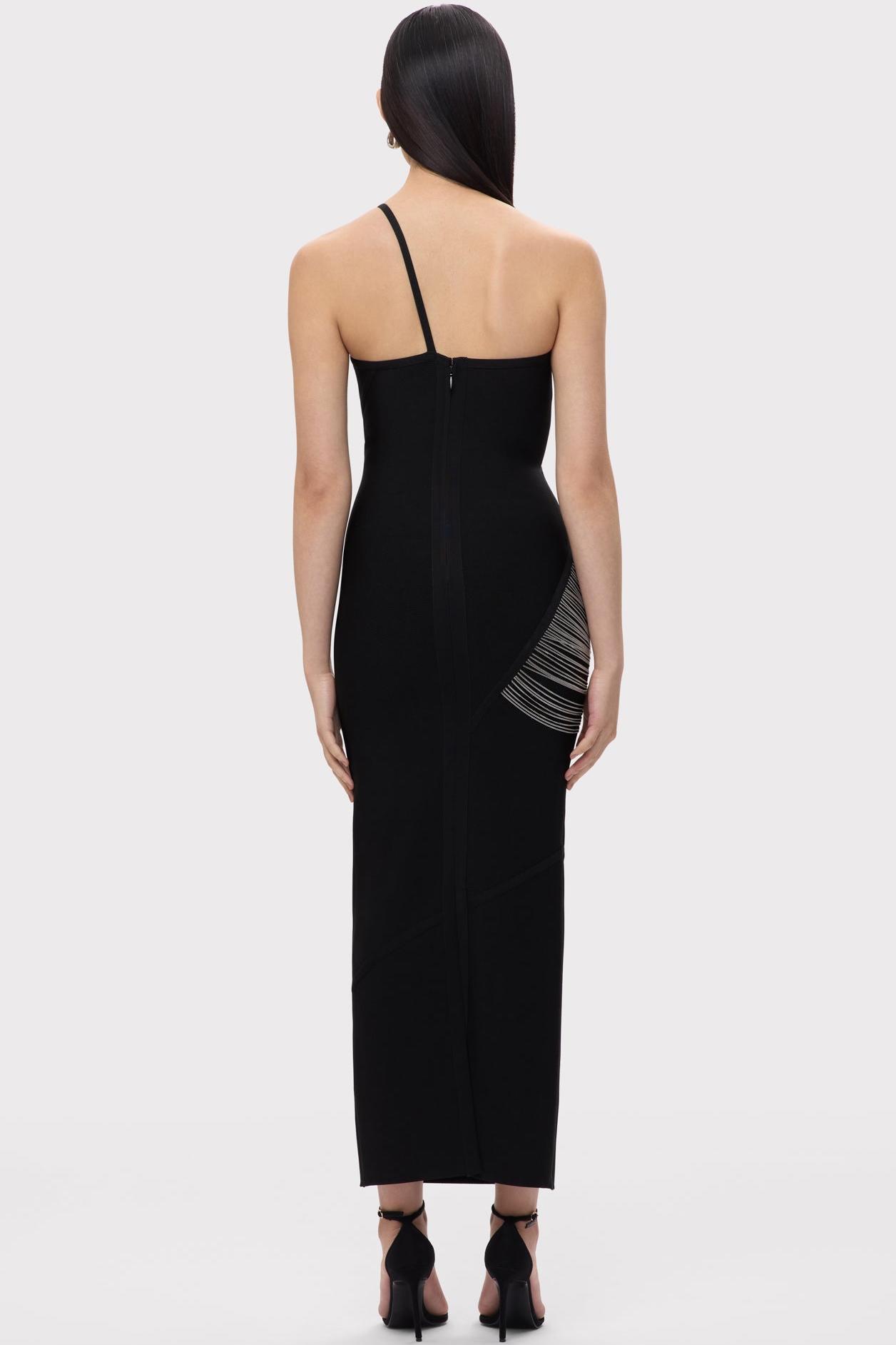 Bandage One-Shoulder Tassel Midi Dress