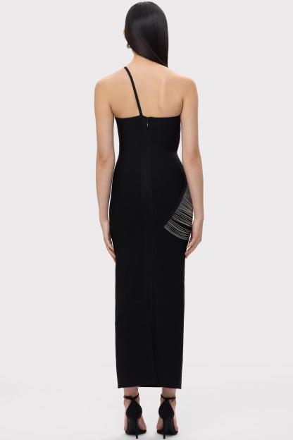 Bandage One-Shoulder Tassel Midi Dress