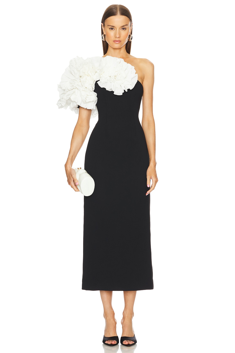 Bandage 3D Flower Off-Shoulder Midi Dress