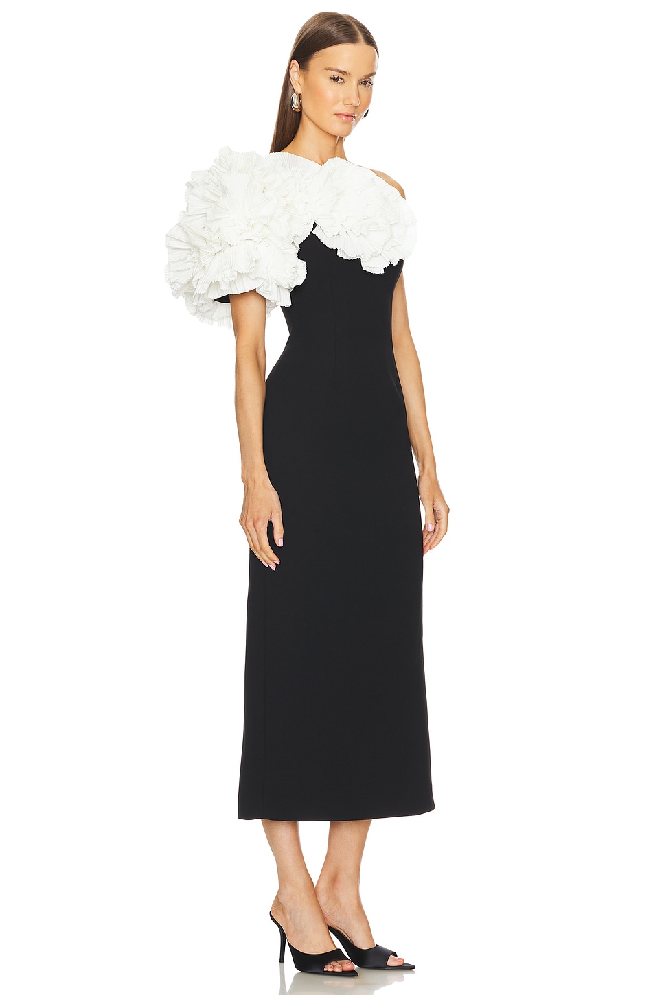 Bandage 3D Flower Off-Shoulder Midi Dress