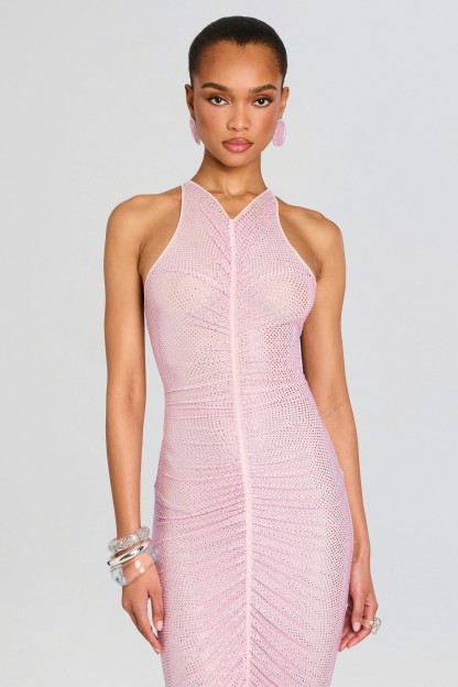 Rhinestone Gathering Sleeeveless Maxi Dress