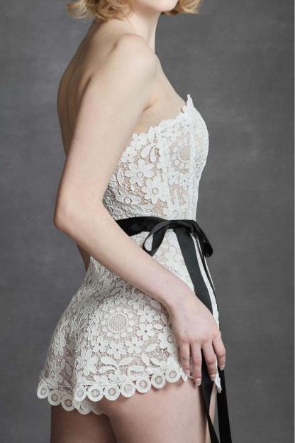 Lace Off-Shoulder High Waist Romper