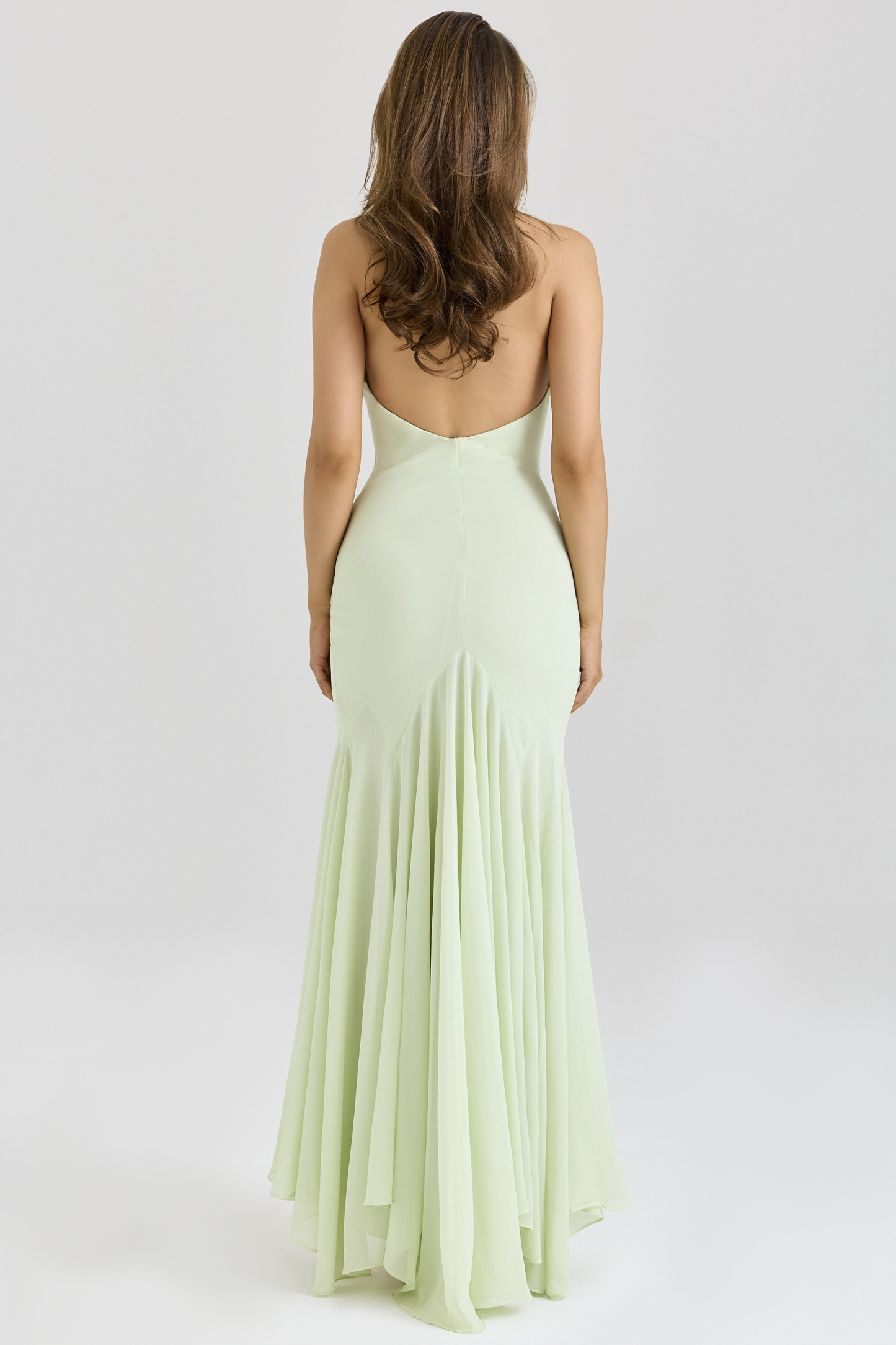 Halter Neck Mesh Backless Maxi Dress