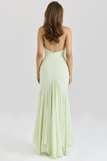 Halter Neck Mesh Backless Maxi Dress