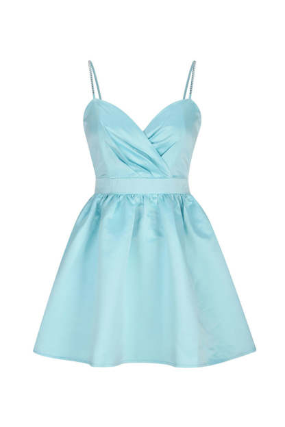 Minivestido lencero con escote corazón y pedrería