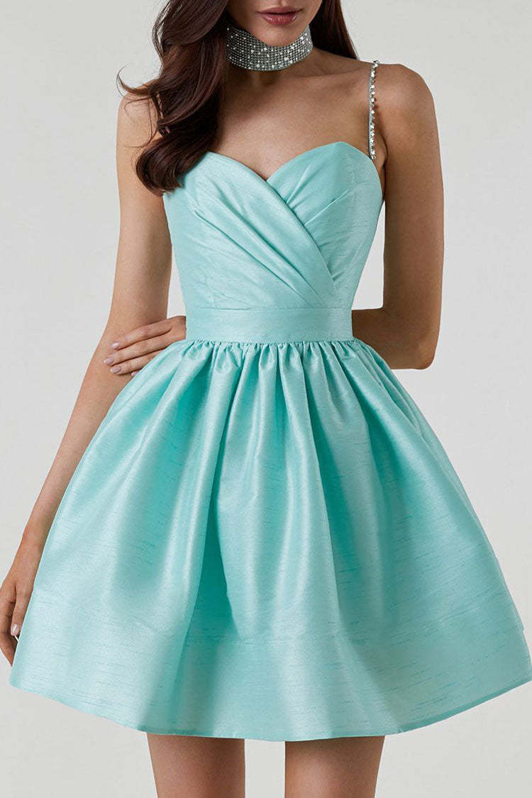 Rhinestone Slip Sweetheart Neck Mini Dress