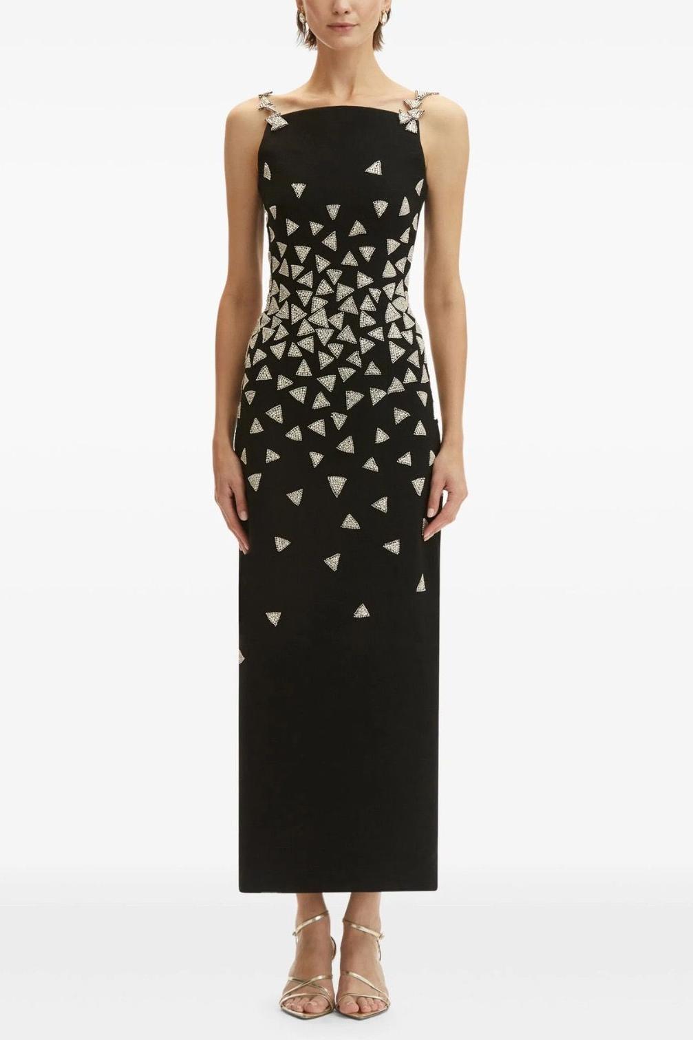 Rhinestone Bandage Slit Maxi Dress