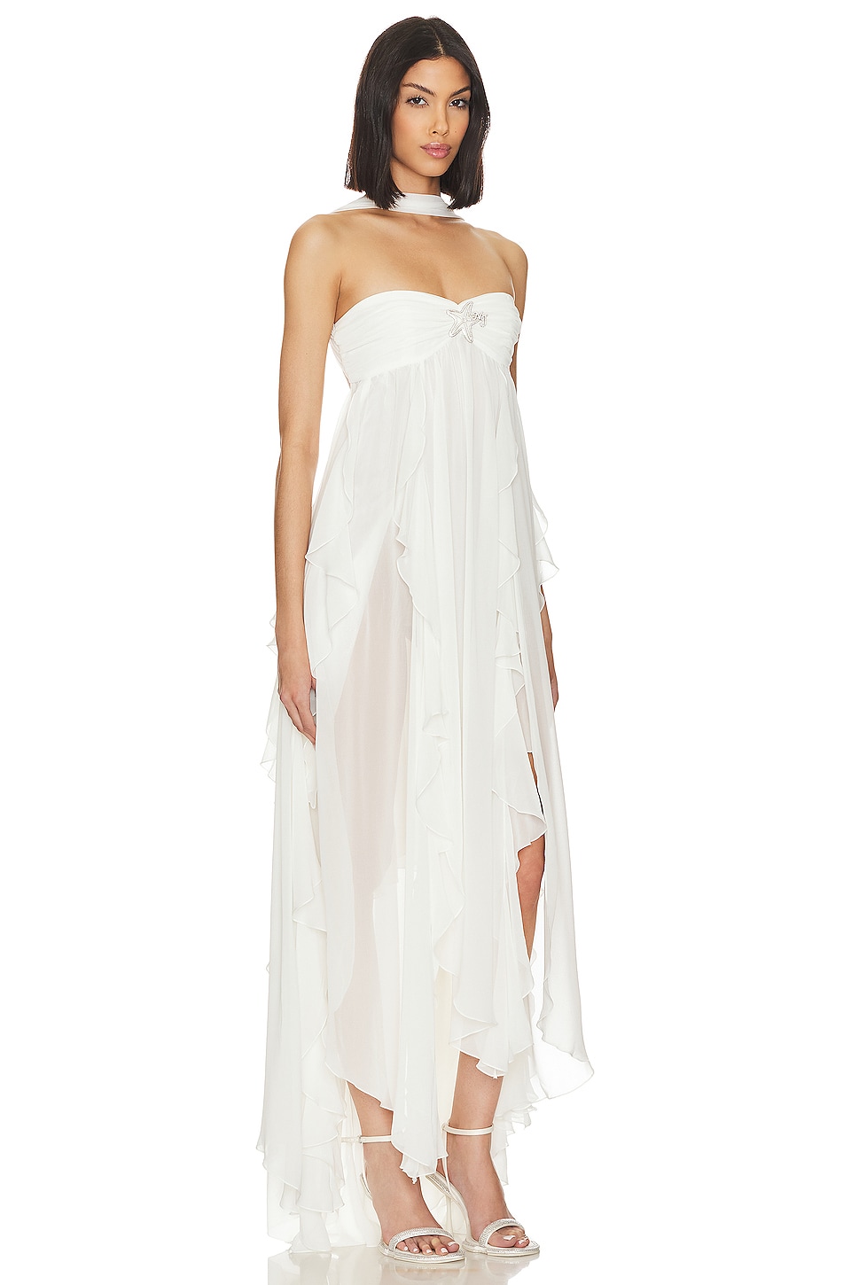 Chiffon Off-Shoulder Slit Maxi Dress