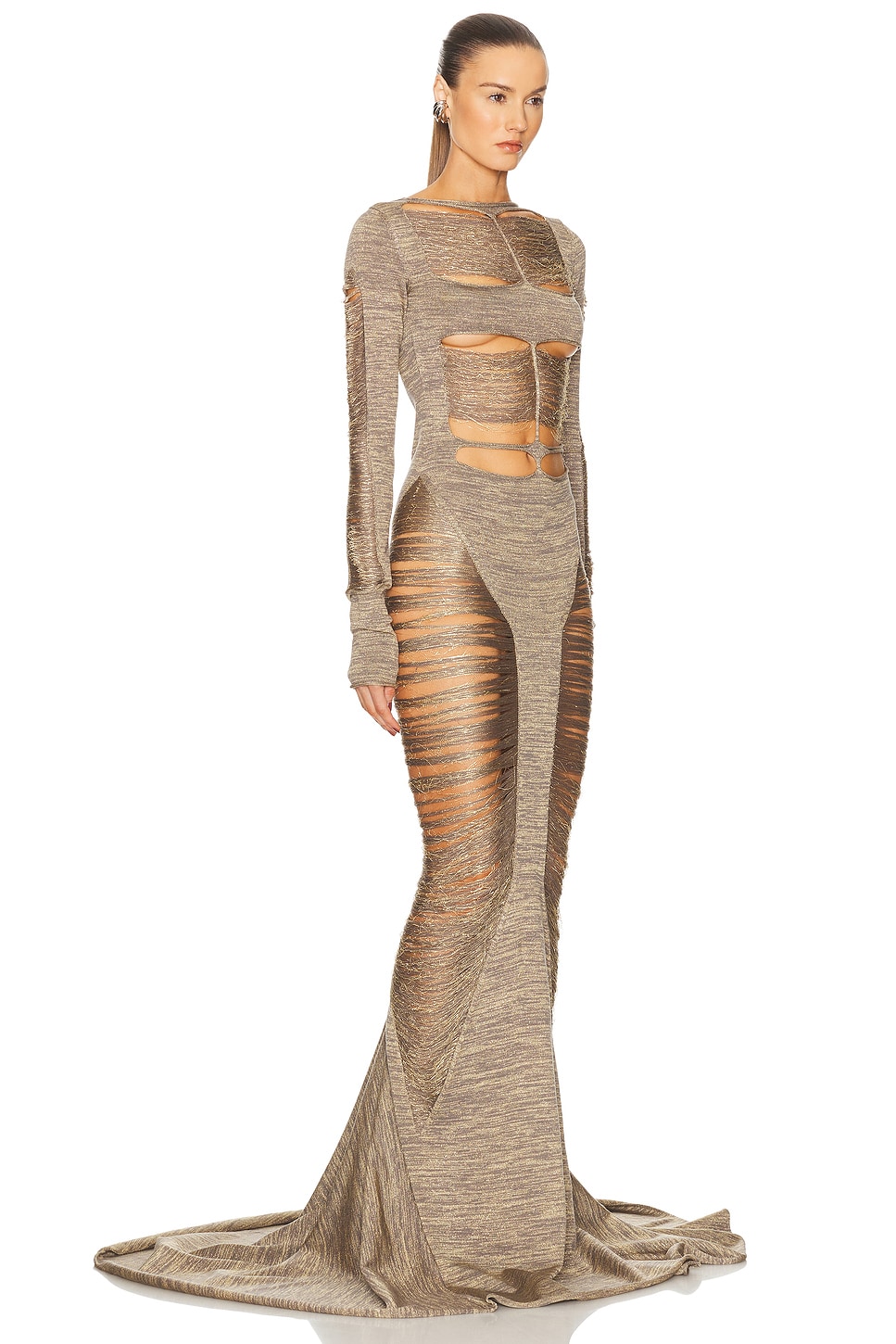 Knit Cut-Out Long Sleeve Maxi Dress