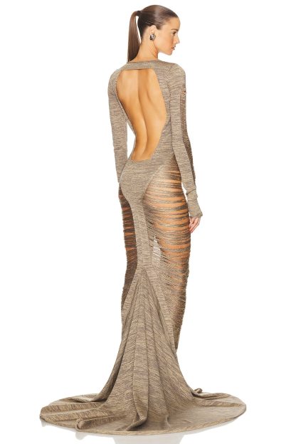 Knit Cut-Out Long Sleeve Maxi Dress