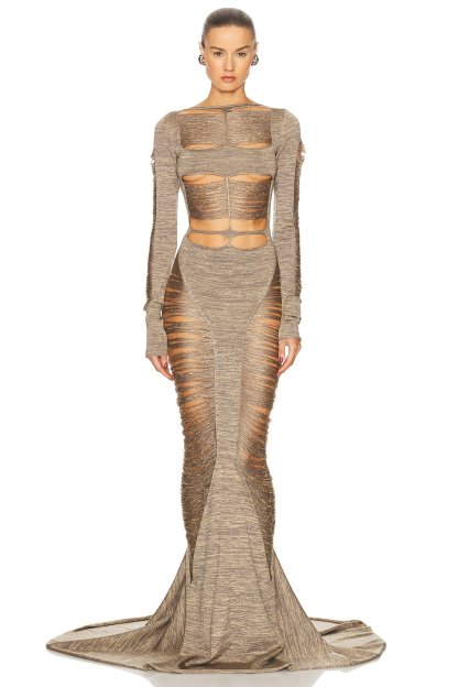 Knit Cut-Out Long Sleeve Maxi Dress