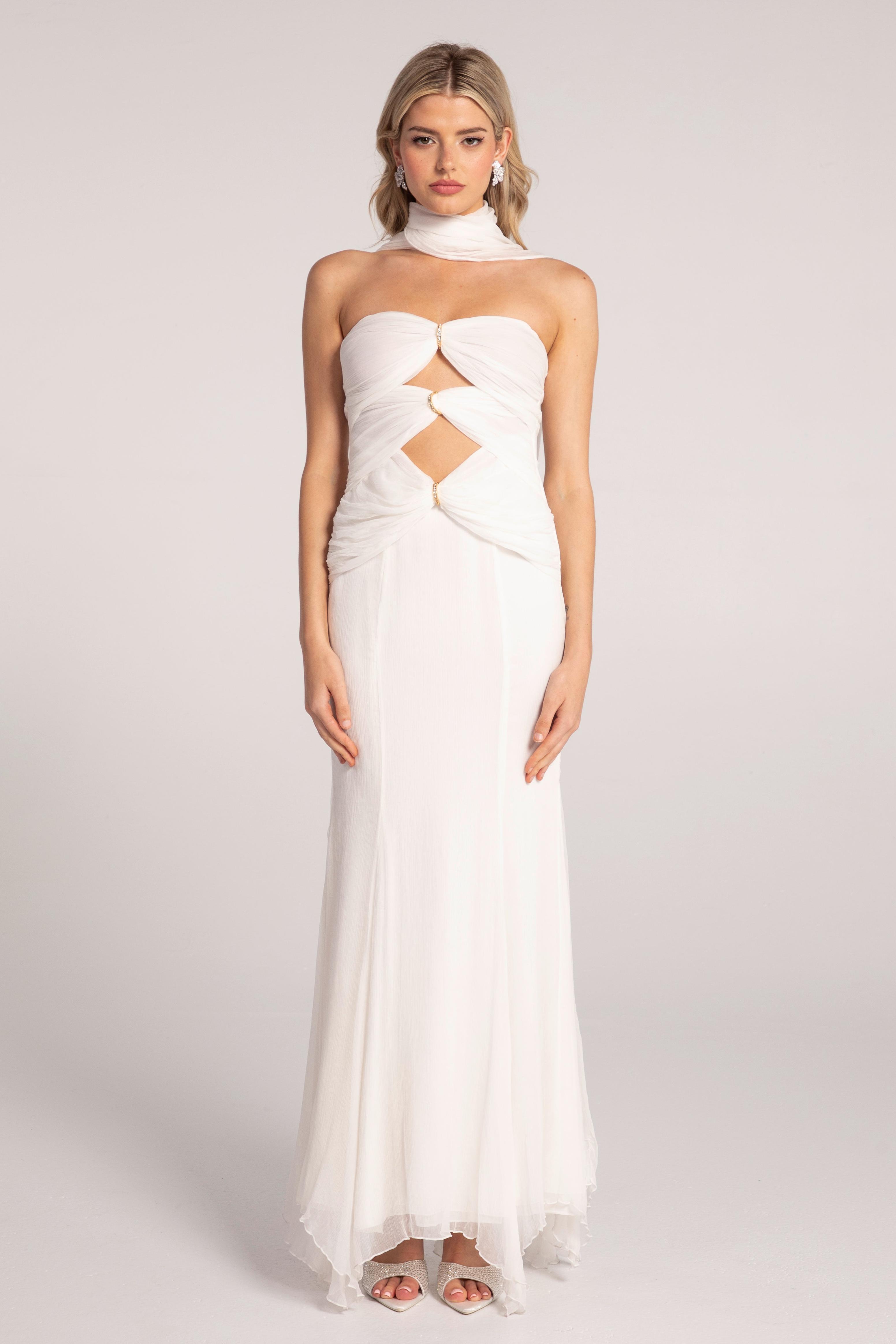 Solid Cut-Out Off-Shoulder Maxi Dress