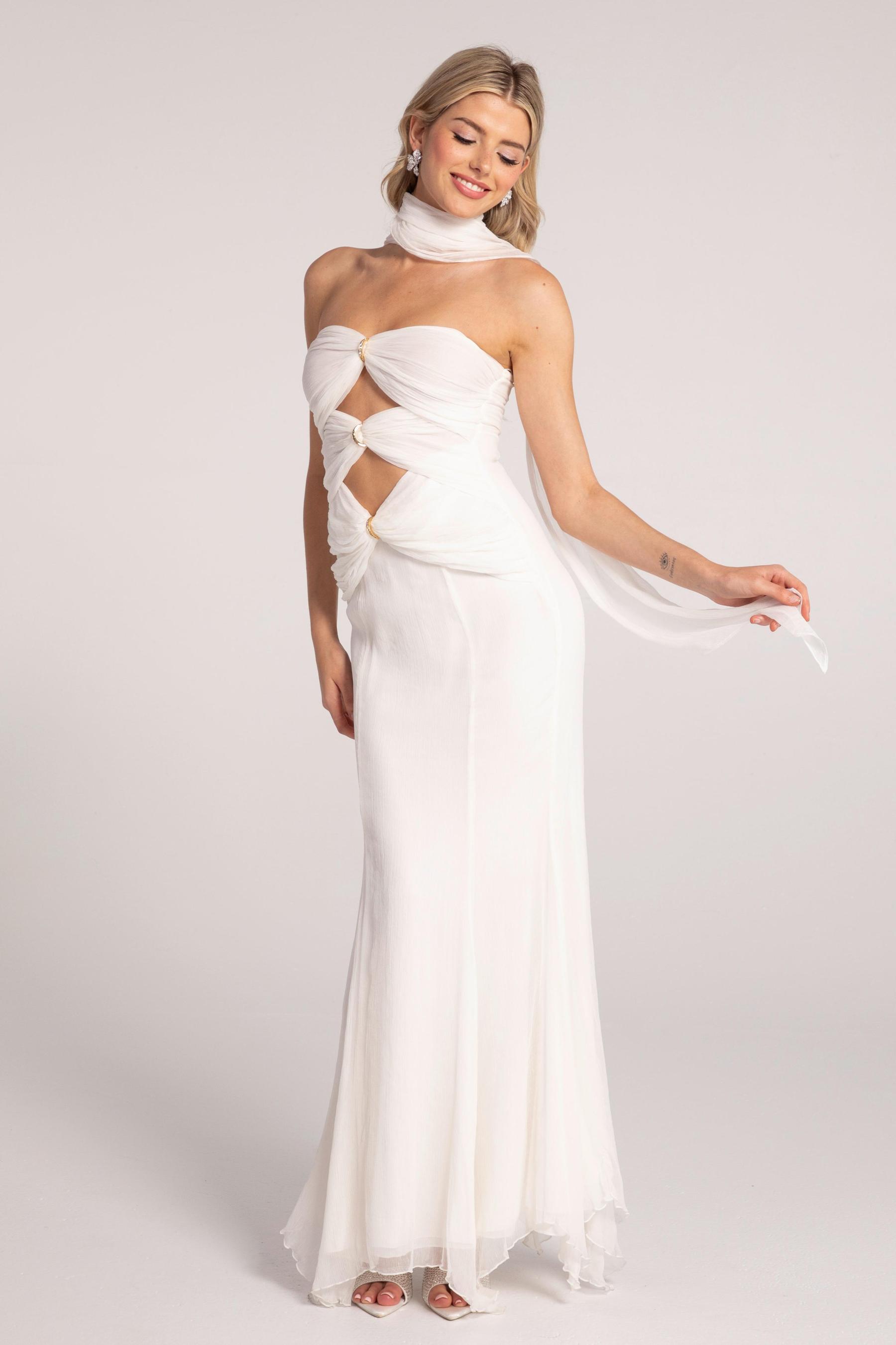 Solid Cut-Out Off-Shoulder Maxi Dress