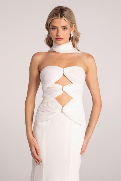 Solid Cut-Out Off-Shoulder Maxi Dress