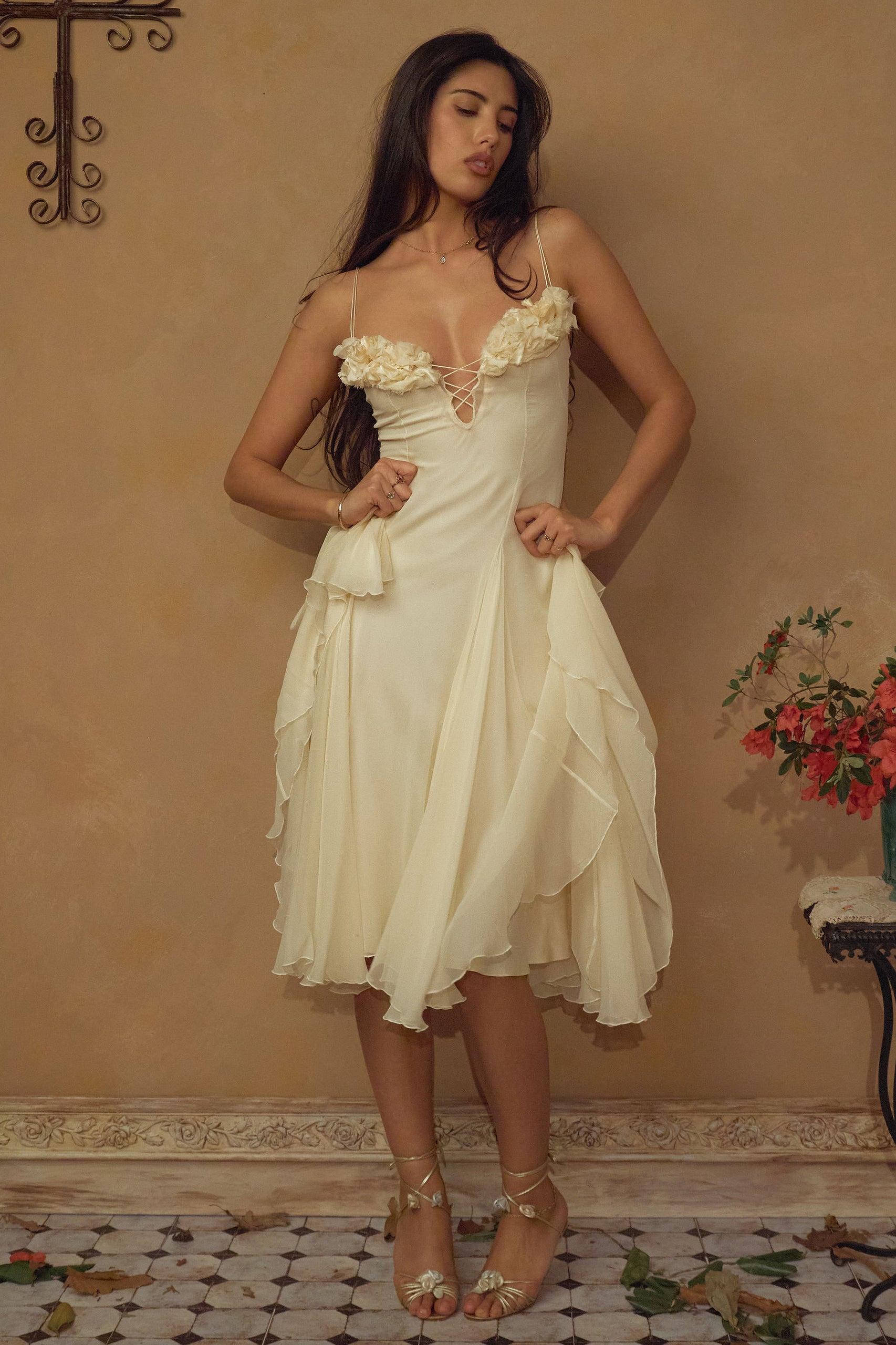 Chiffon Sleeveless Slip Midi Dress