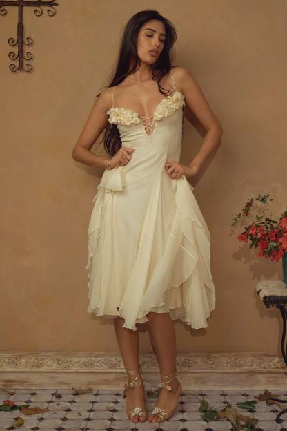 Chiffon Sleeveless Slip Midi Dress