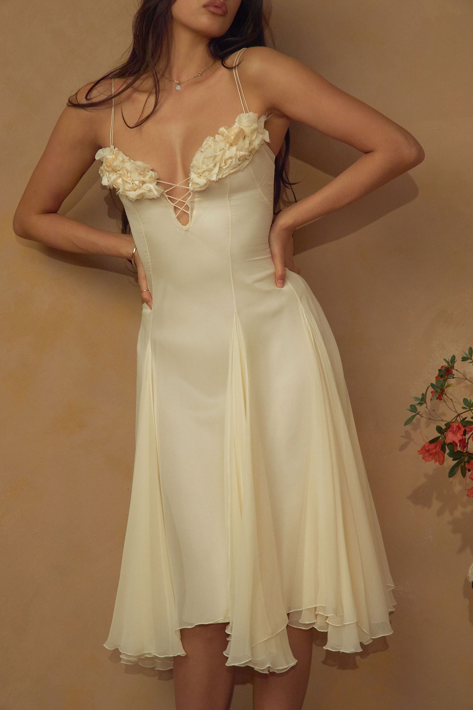 Chiffon Sleeveless Slip Midi Dress