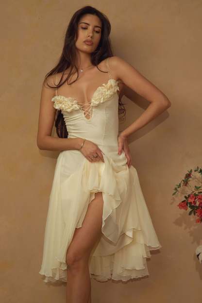 Chiffon Sleeveless Slip Midi Dress