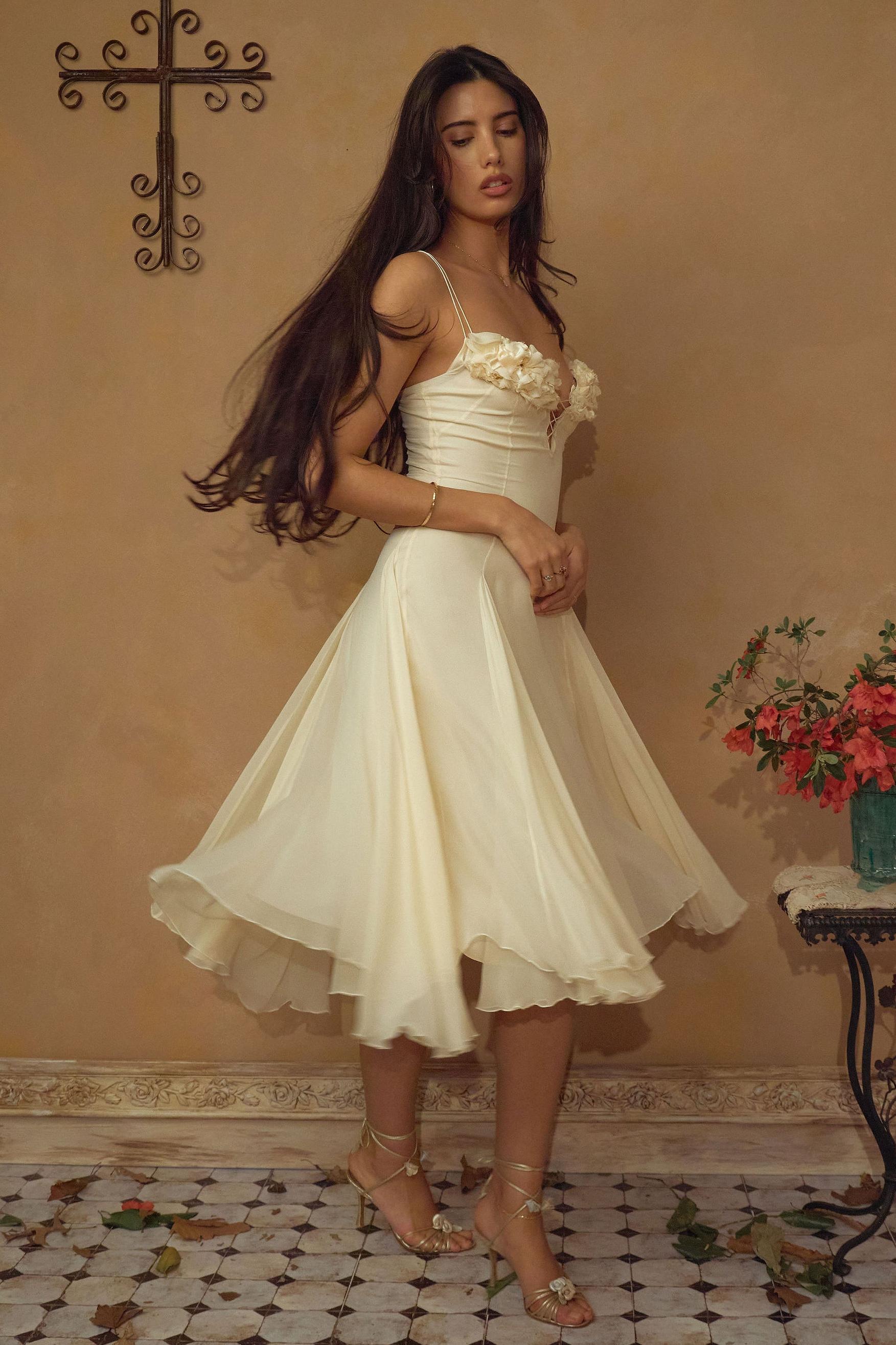 Chiffon Sleeveless Slip Midi Dress