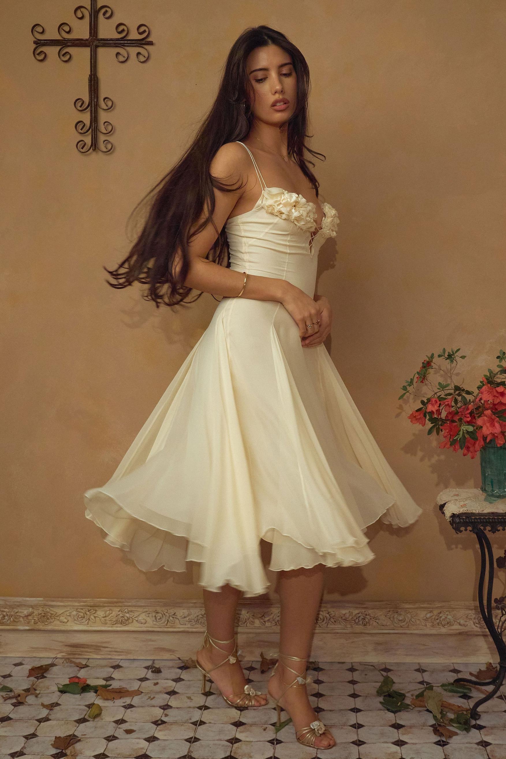 Chiffon Sleeveless Slip Midi Dress