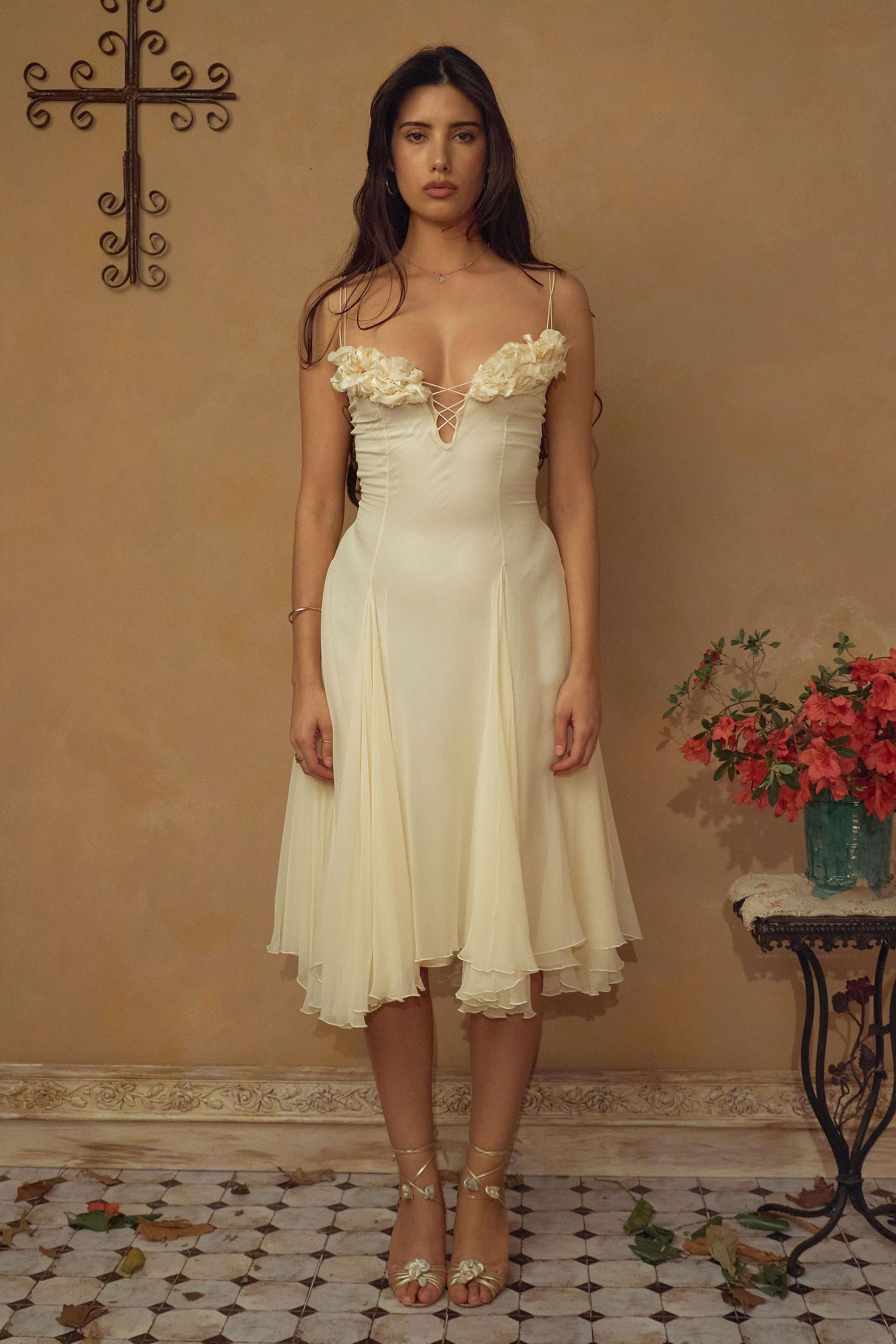 Chiffon Sleeveless Slip Midi Dress