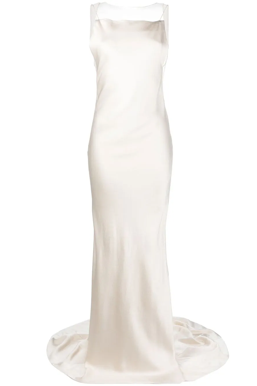 Satin Splicing Mesh Sleeveless Maxi Dress