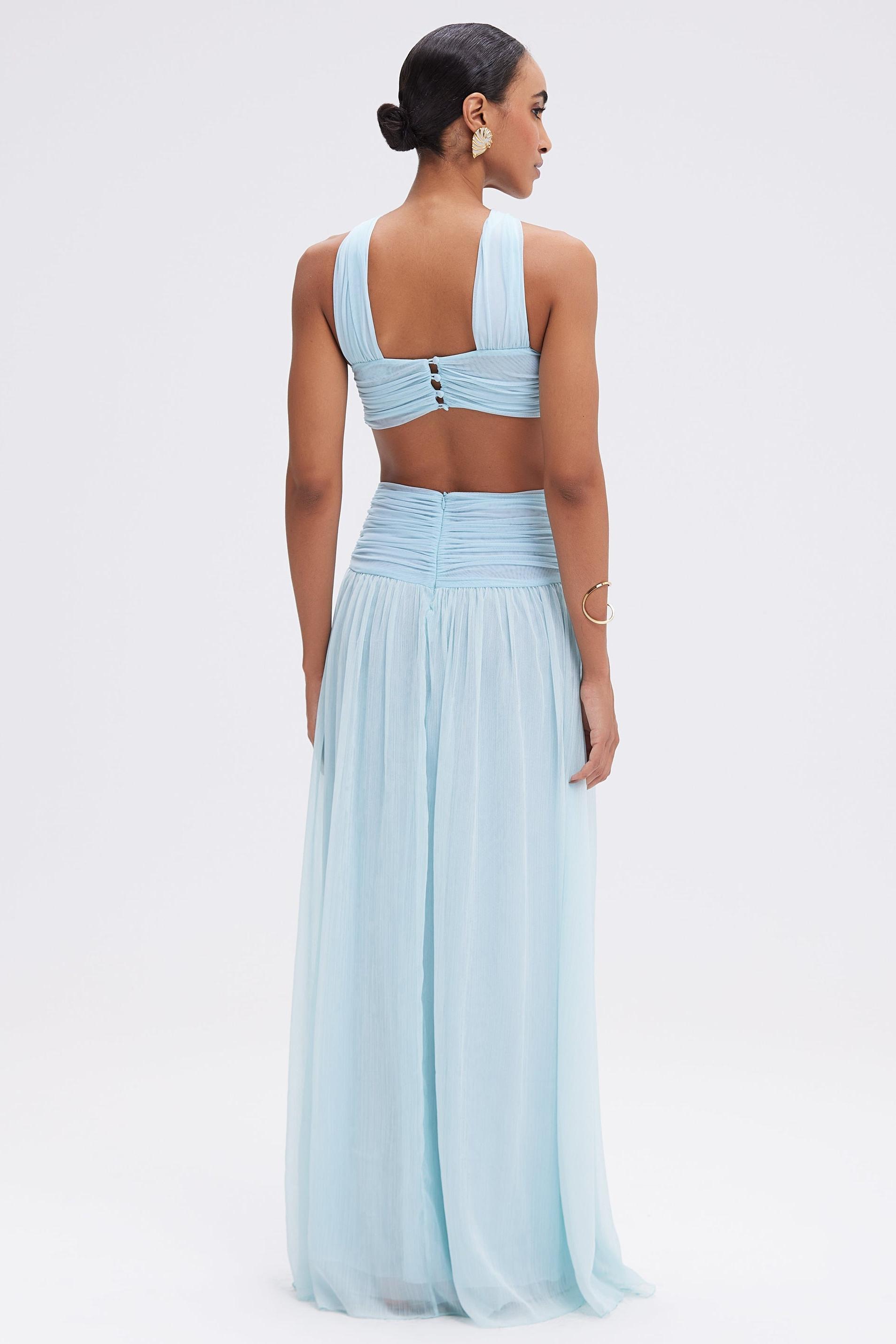 Chiffon Cut-Out Gathering Maxi Dress