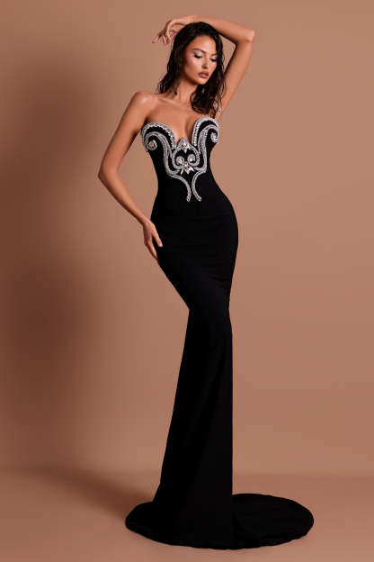 Bandage Rhinestone Off-Shoulder Midi Dress