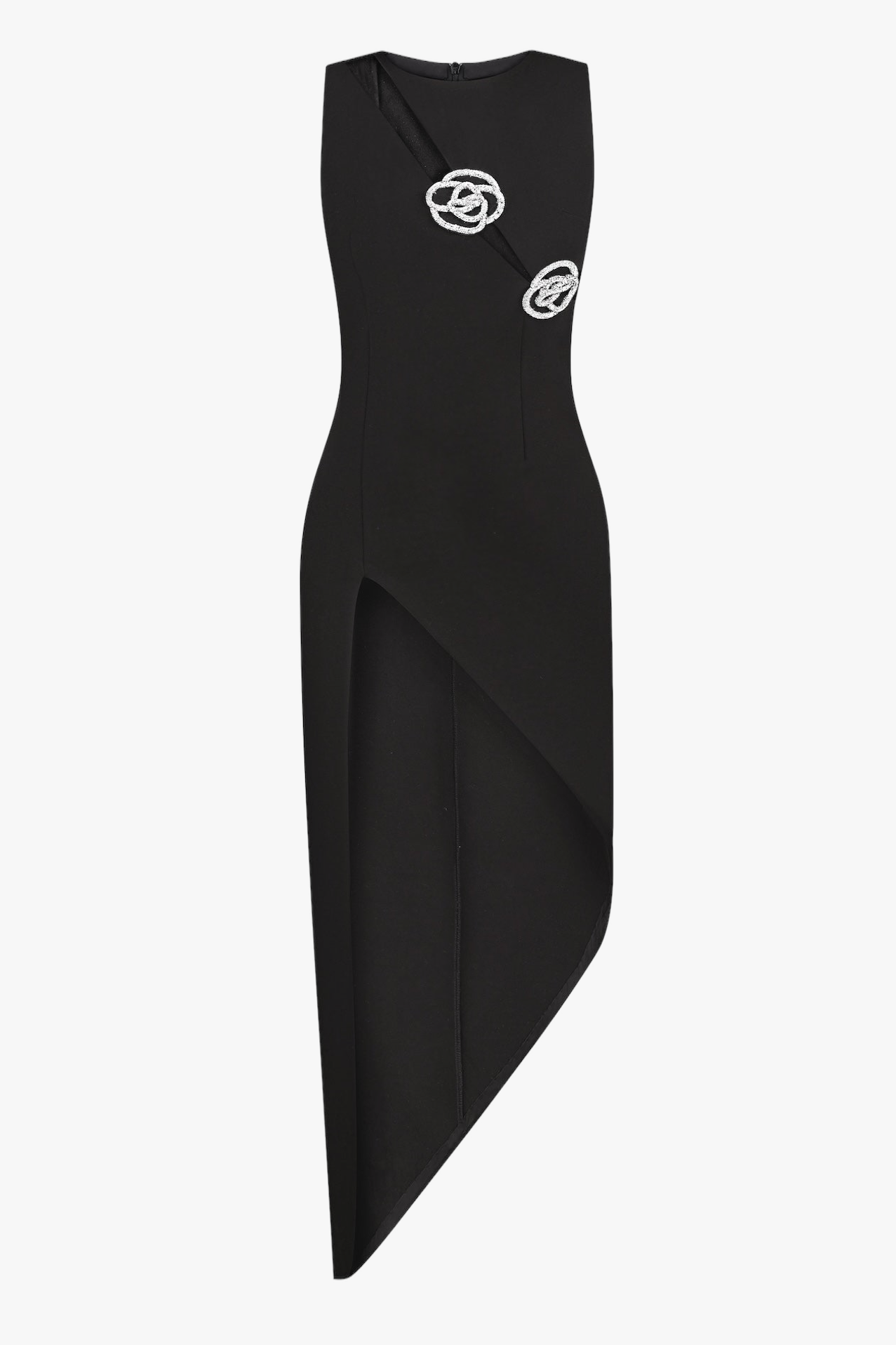 Bandage Rhinestone Floral Cut-Out Midi Dress