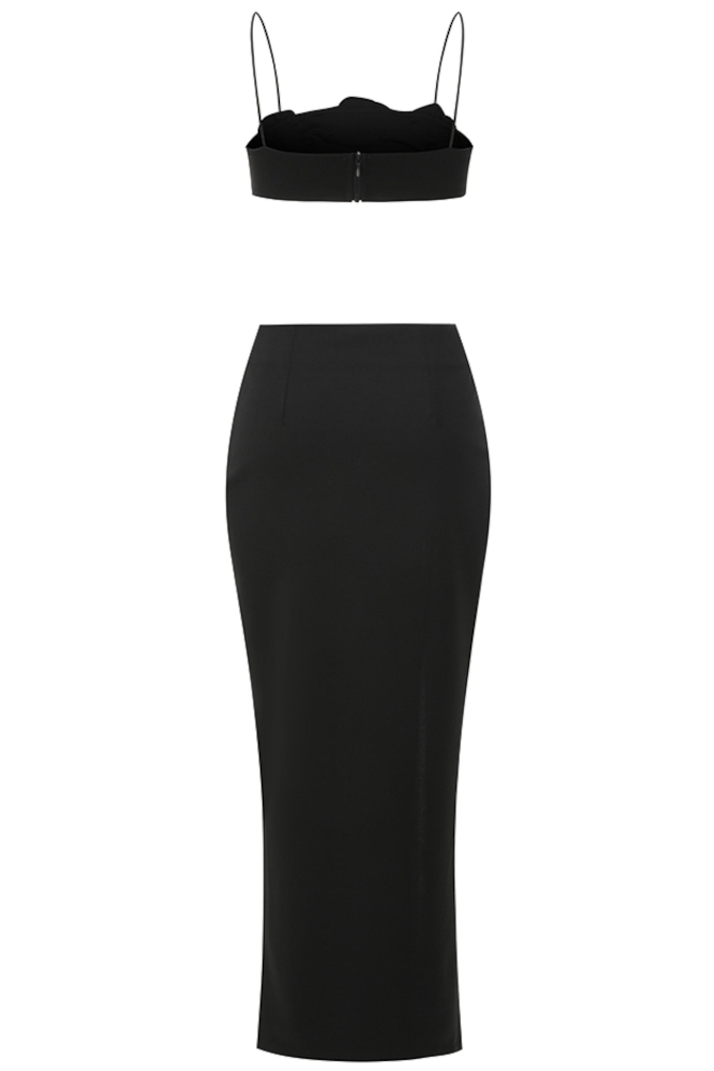 Rhinestone Floral Sleeveless Top & Low Waist Maxi Slit Skirt Set