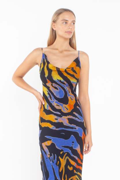 Leopard Print Backless Slip Maxi Dress